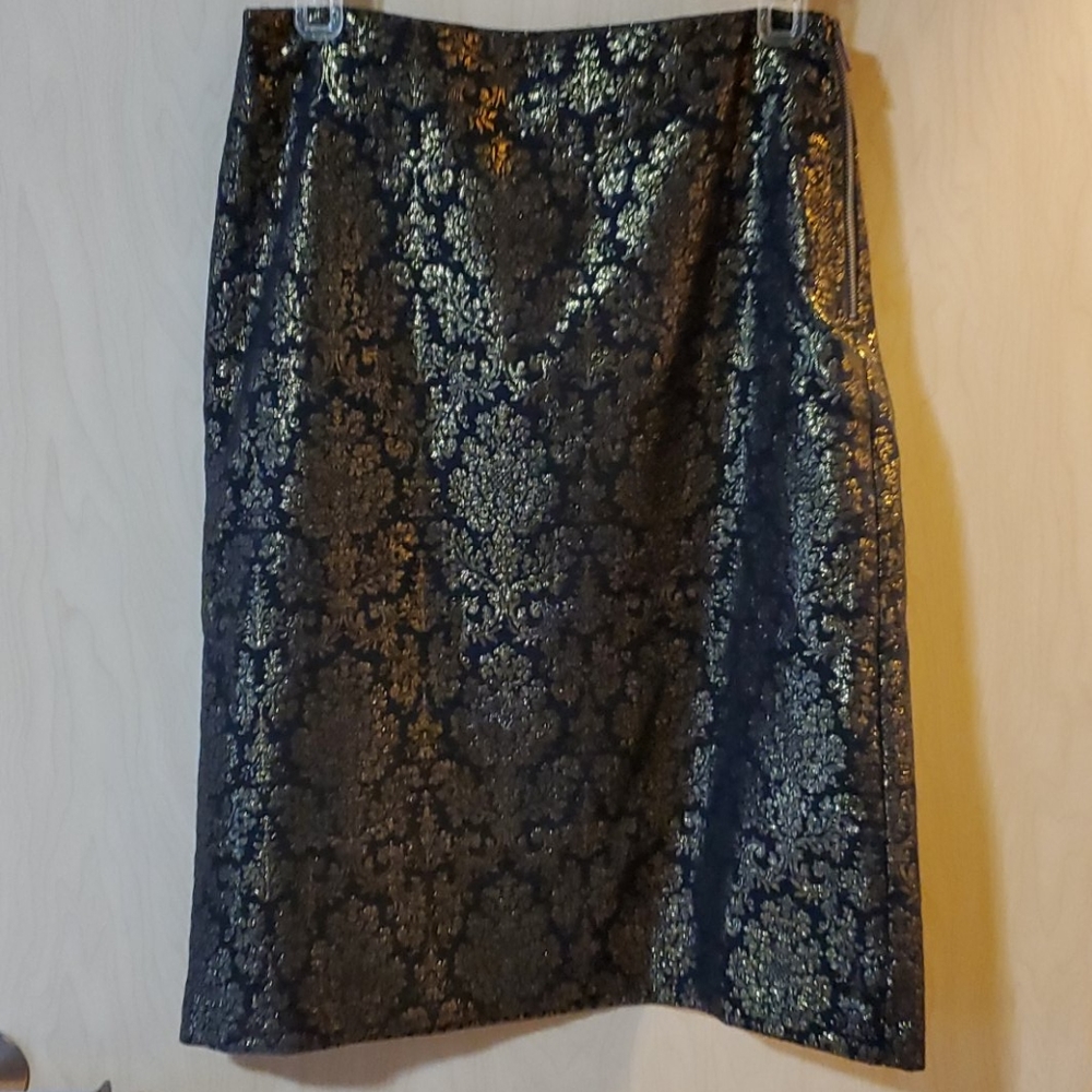 NWOT Gold and Black A-line Pencil Skirt
